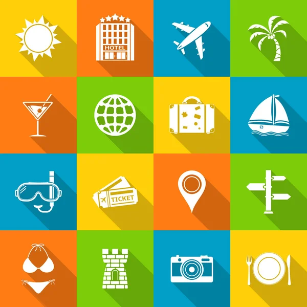 Travel icons in flat design style. — Stock Vector