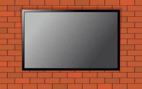 벽돌 벽에 평면 현대 스마트 tv — 스톡 벡터