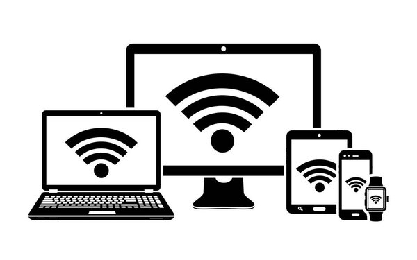 Цифровые устройства с символом беспроводного доступа в Интернет
