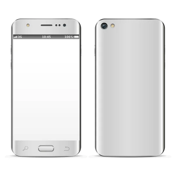 Smartphone, téléphone portable isolé avec écran blanc — Image vectorielle