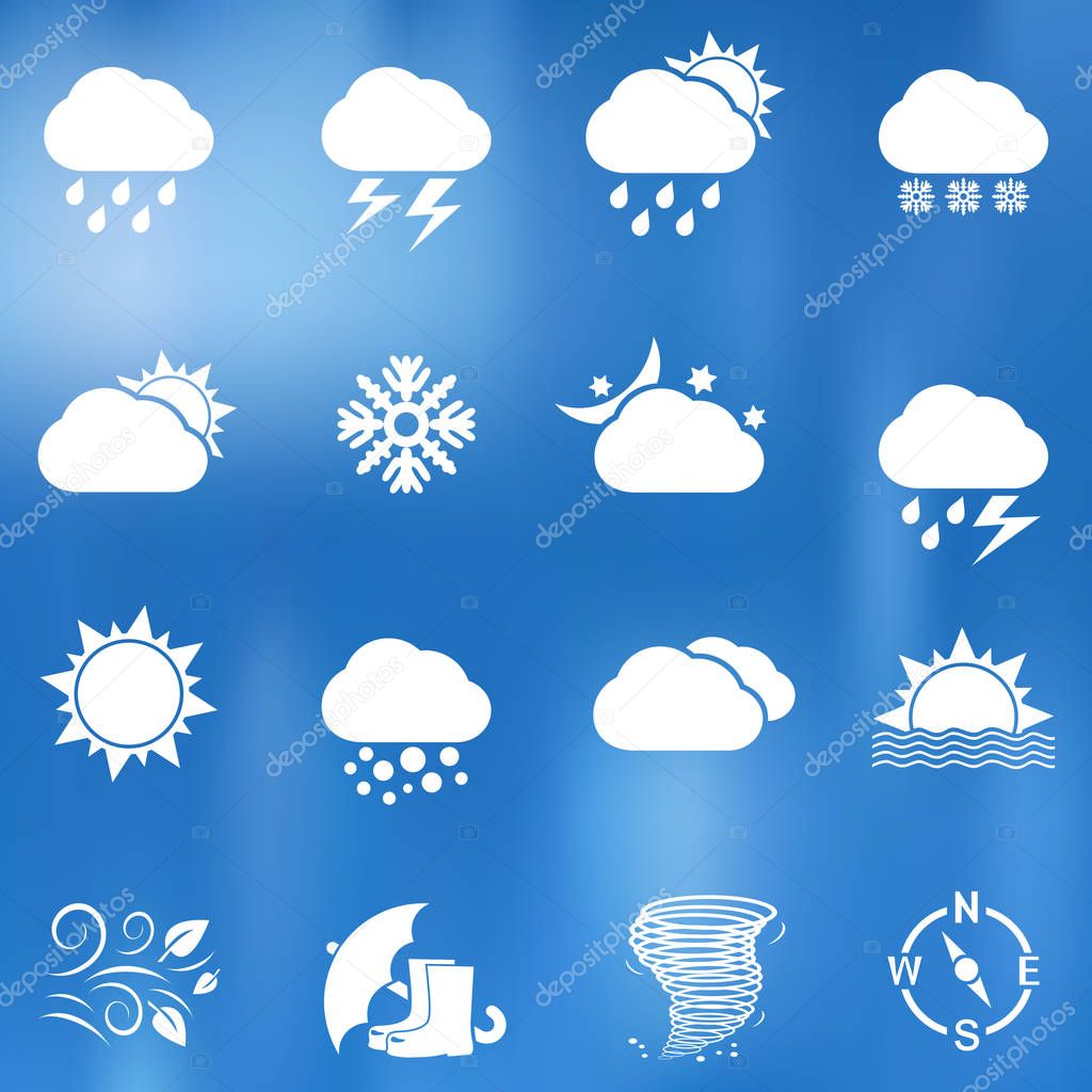 Weather icons on blurred background