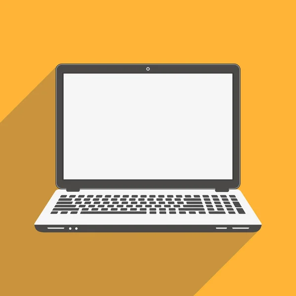 Laptop platte pictogram. Computersymbool. — Stockvector