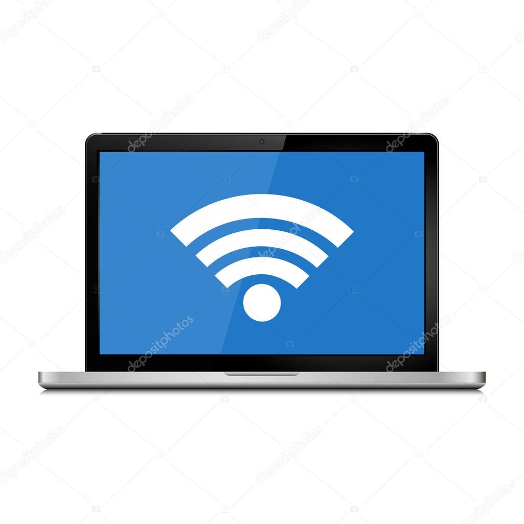 Wi-Fi icon on laptop screen