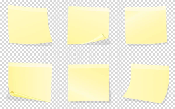 Žlutá izolované na průhledné pozadí poznámek sticky notes — Stockový vektor