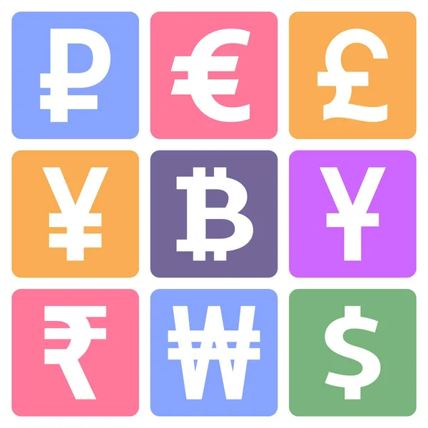 Currency icons set — Stock Vector