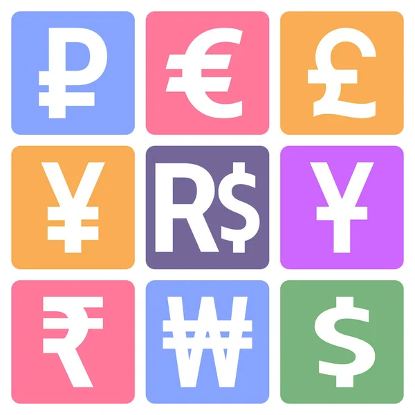 Currency icons set — Stock Vector