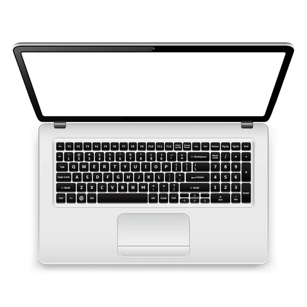 Laptop com tela em branco isolado no fundo branco — Vetor de Stock
