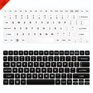 White and black laptop computer wireless keyboards clipart