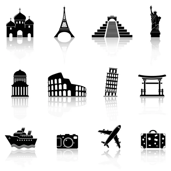 Icone di viaggio e punti di riferimento — Vettoriale Stock