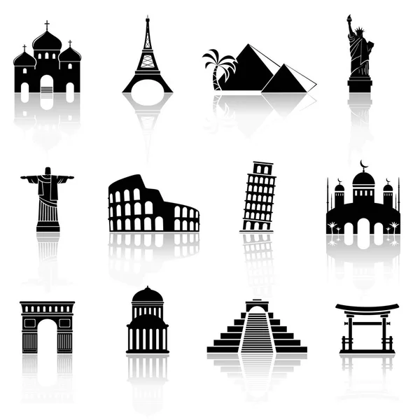 World famous buildings abstract silhouettes — Stock Vector