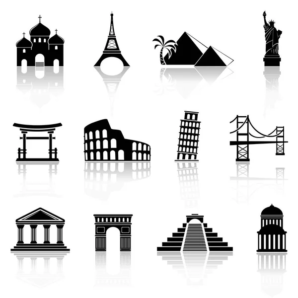 Landmarks Icons Set Stock Vector