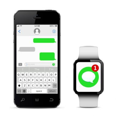 Sohbet ve kavram mesajlaşma. Akıllı telefon ve sms app. vektör çizim mesaj işlevi sayesinde akıllı izle.