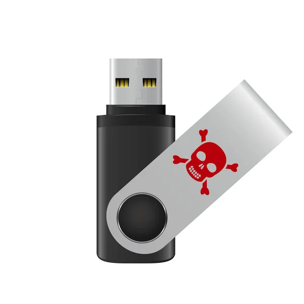 USB flash drive infected computer virus — Stock Vector