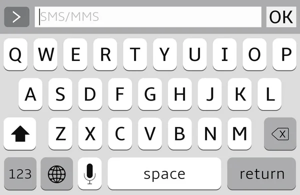 Smartphone klávesnice, maketa vektor klávesnice mobilních telefonů. — Stockový vektor