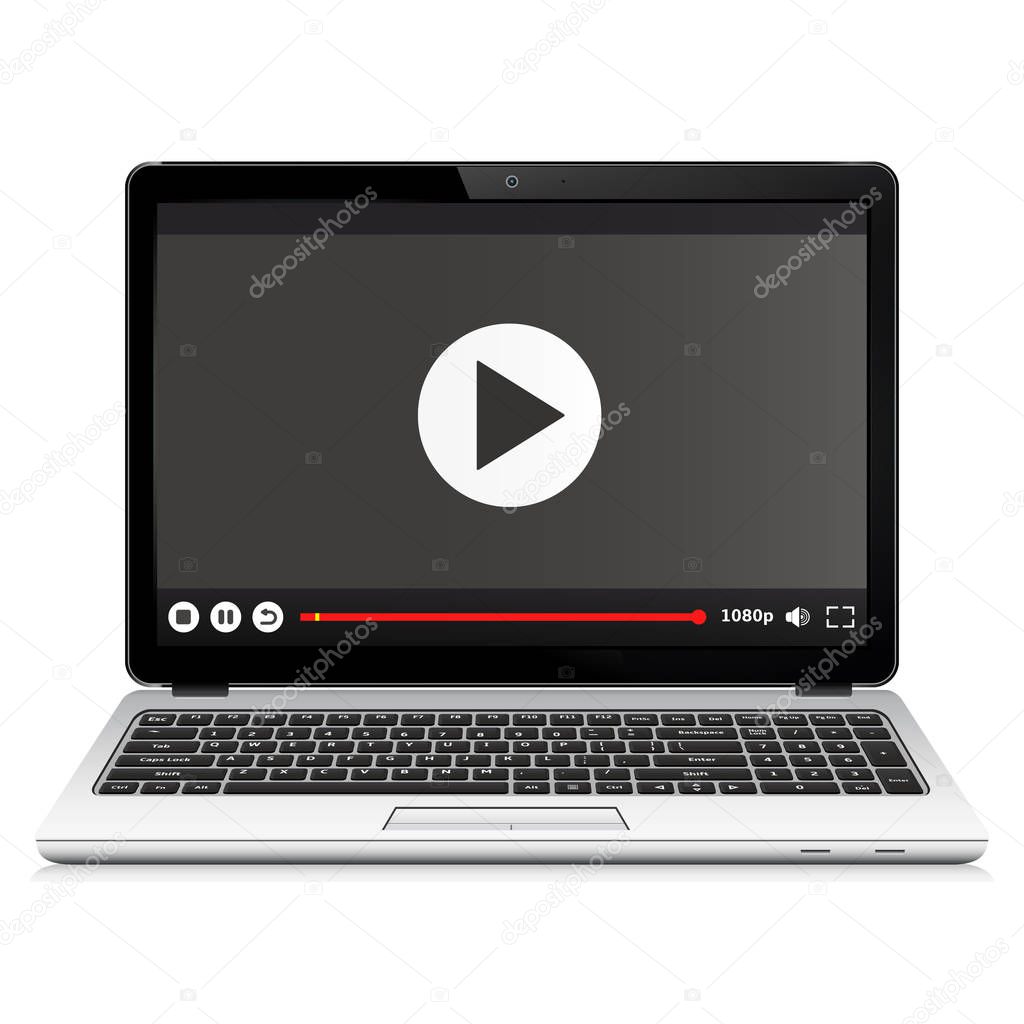 Laptop with media player interface template