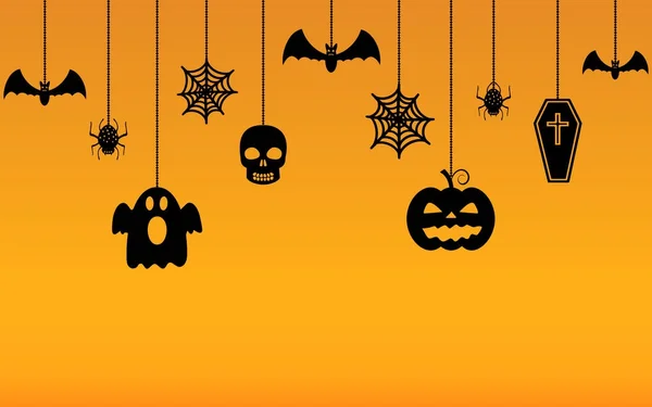 Halloween opknoping versieringen achtergrond — Stockvector