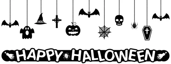 Joyeux Halloween. Décorations suspendues Halloween. Fond vectoriel . — Image vectorielle