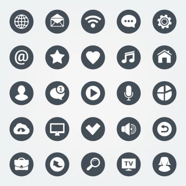 Basit web simgeler kümesi. Web ve mobil uygulamaları kullanmak için Evrensel web simgesi.