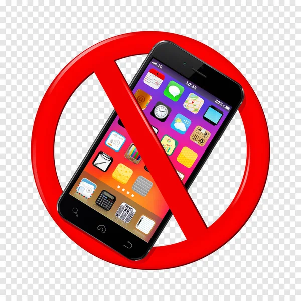 Não use o sinal do telefone celular isolado em fundo transparente — Vetor de Stock