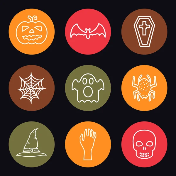 Halloween line icons — Stock Vector