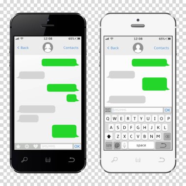 Sms uygulaması şablonu, şeffaf arka plan üzerinde izole mesaj işlevi sayesinde akıllı telefonlar