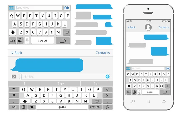 Vector telefoon chat interface. SMS messenger. — Stockvector