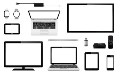 Gerçekçi Tv, bilgisayar monitörü, dizüstü bilgisayarlar, tablet, cep telefonu, akıllı izle, usb flash sürücü, Gps navigasyon sistemi cihazı, uzaktan kumanda ve şarj adaptörü ile Tv kutusu alıcı seti