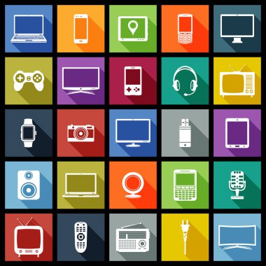 Elektronik cihazlar düz tasarım simgeler