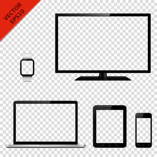 Modern digital devices with transparent screen — Stock Vector