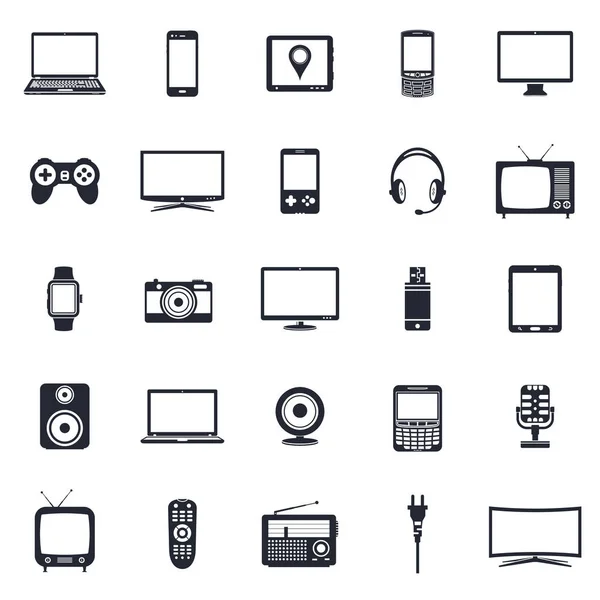 Dispositivos electrónicos, iconos de dispositivos tecnológicos — Vector de stock