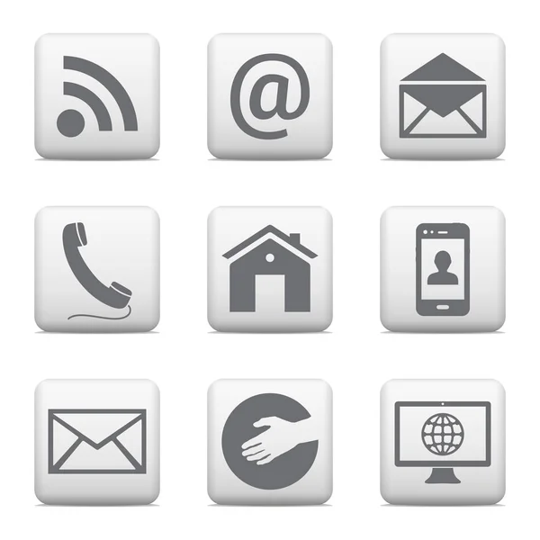 Set pulsanti di contatto, icone e-mail per il sito web — Vettoriale Stock