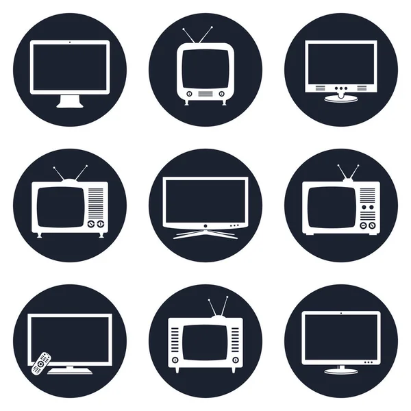Ícones de TV modernos e retro — Vetor de Stock