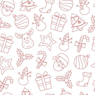 Sorunsuz Noel ince çizgi simgeleri arka plan