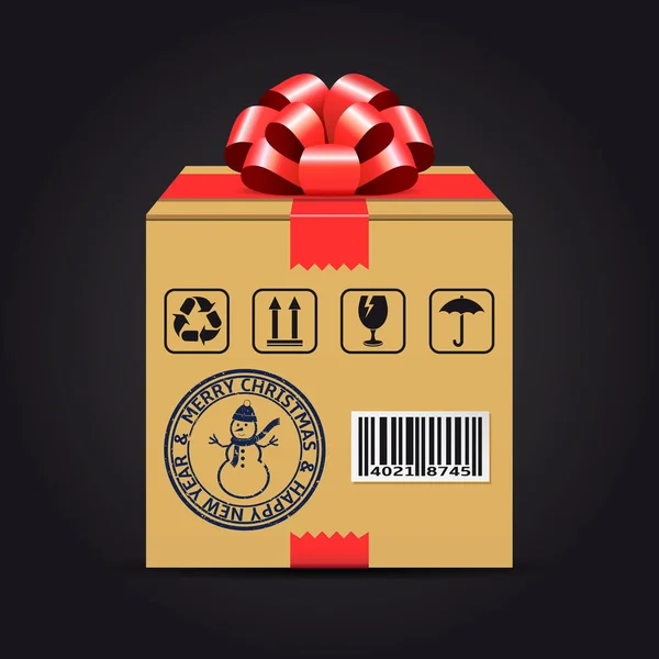 Christmas shipping gift box — Stock Vector