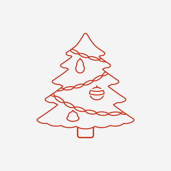Kerstboom lijn pictogram — Stockvector