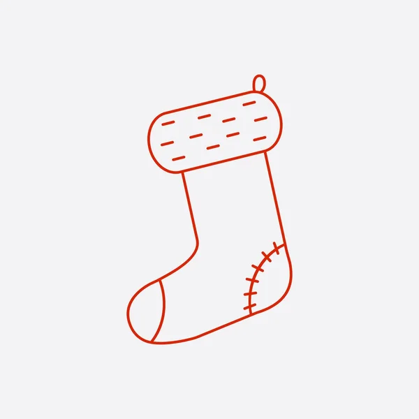 Icono de línea de calcetín de Navidad — Vector de stock