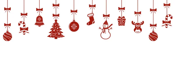 Navidad colgando adornos rojos fondo aislado — Vector de stock