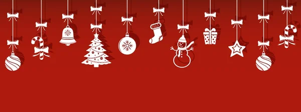 Natale appeso ornamenti con sfondo vettore ombra — Vettoriale Stock