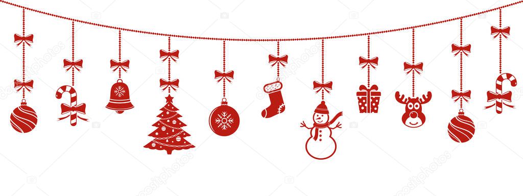 Background with hanging christmas ornaments