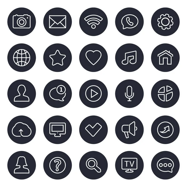 Thin lines web icons - Contact and communication — Stock Vector