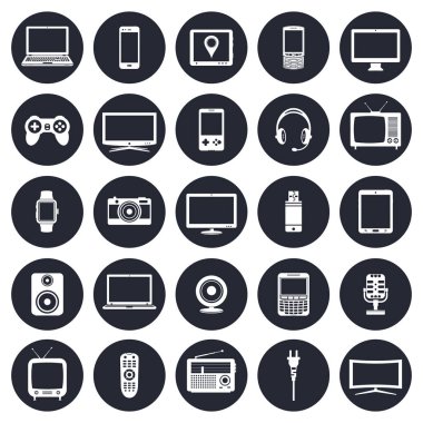 Elektronik cihazlar, teknoloji gadget'lar Icons set