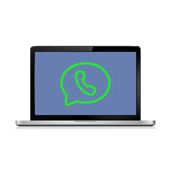 インスタント メッセンジャー記号でノート パソコンの画面 — ストックベクタ