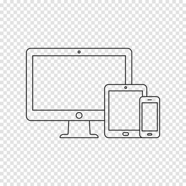 Modern dijital cihazlar ince çizgi simgesini şeffaf arka plan