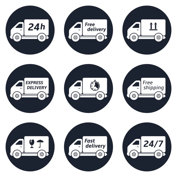 Delivery trucks icons set — Stock Vector