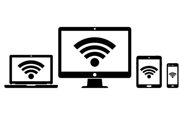 Dispositivos digitais com símbolo de conexão à internet wi-fi — Vetor de Stock