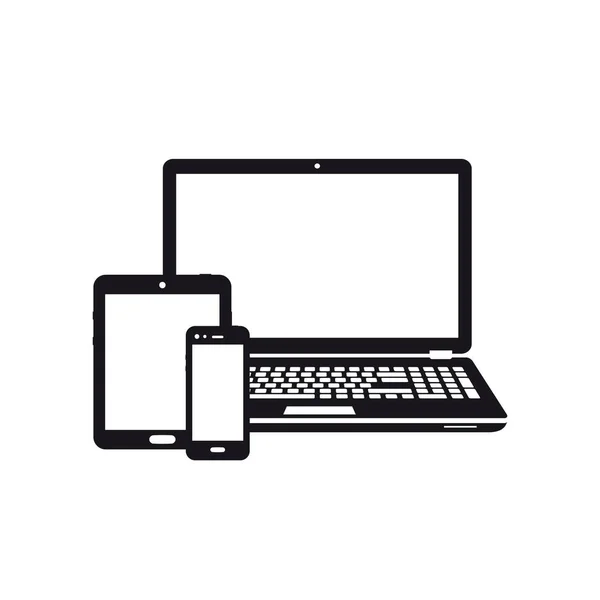 ノート パソコン、タブレット、スマート フォンのアイコン — ストックベクタ
