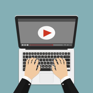 Online video kavramı. Internet video düz stil illüstrasyon.