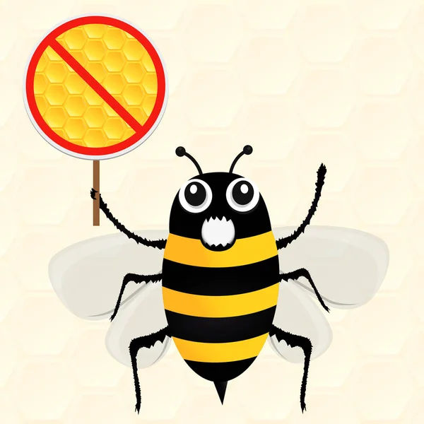 Bee tegen honing. Bee protest. Vectorillustratie. — Stockvector