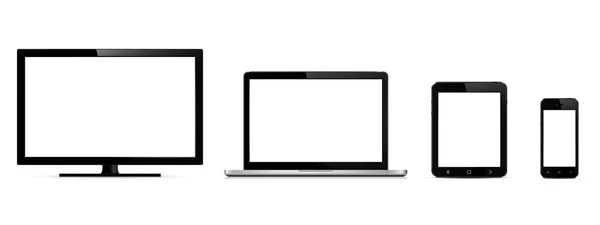 矢量数字设备。显示器、笔记本电脑、平板电脑和智能手机. — 图库矢量图片