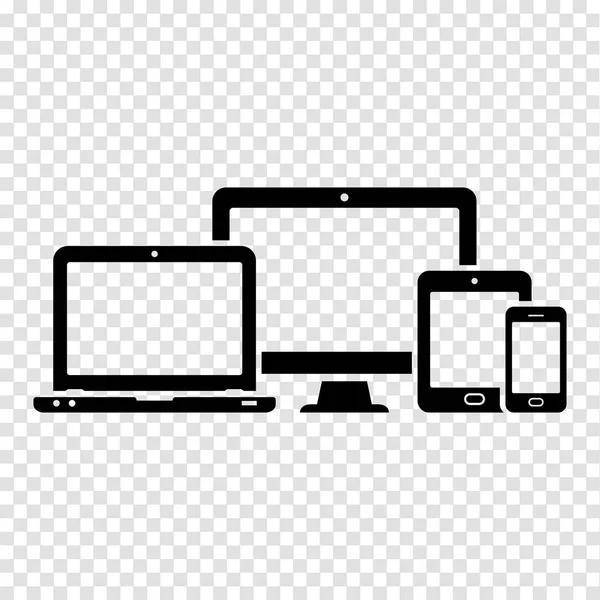 Ícones de web design responsivos. Monitor de computador, smartphone, tablet e laptop . —  Vetores de Stock